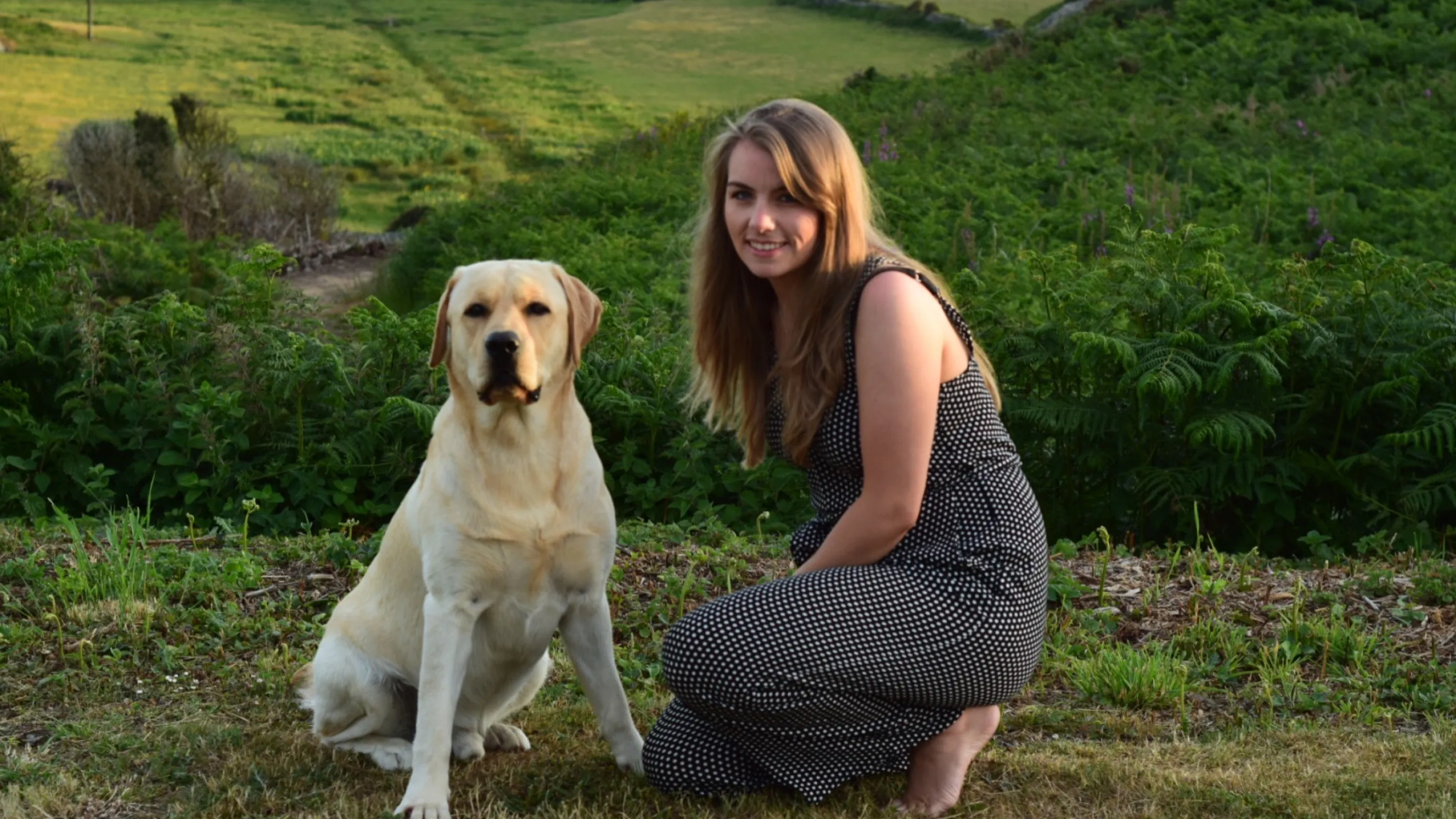 Paige O'Grady and Shadow the Labrador